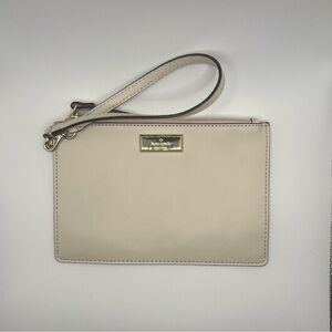 Kate Spade Wristlet Beige Taupe Leather Wallet 7.25" x 4.75"